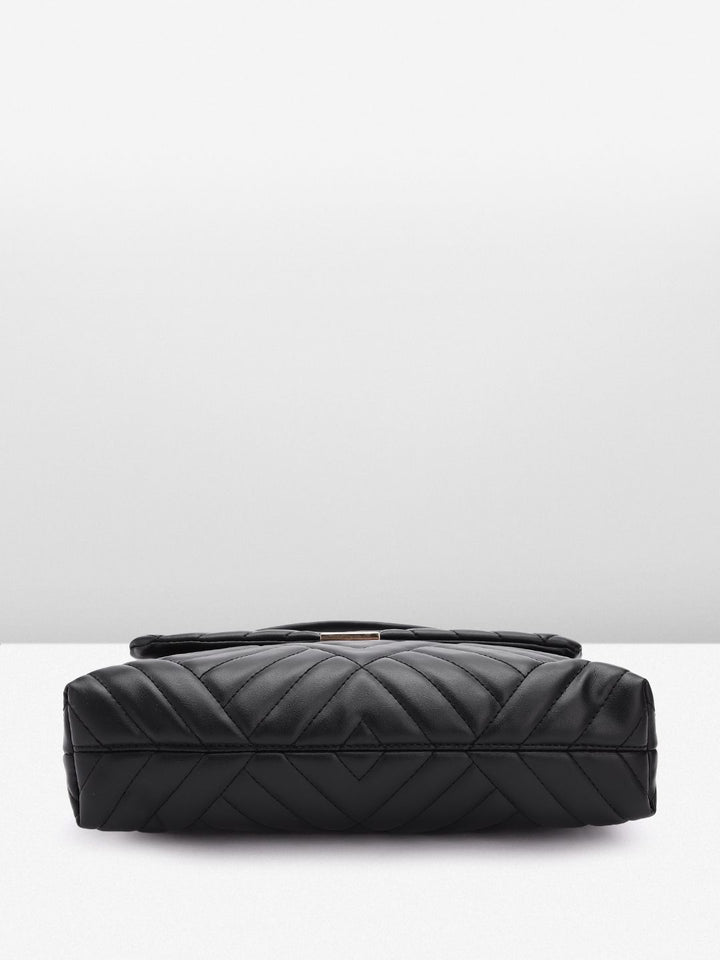 Lino Perros Women Striped Structured Satchel Bag with Quilted Detail
