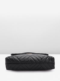 Lino Perros Women Striped Structured Satchel Bag with Quilted Detail