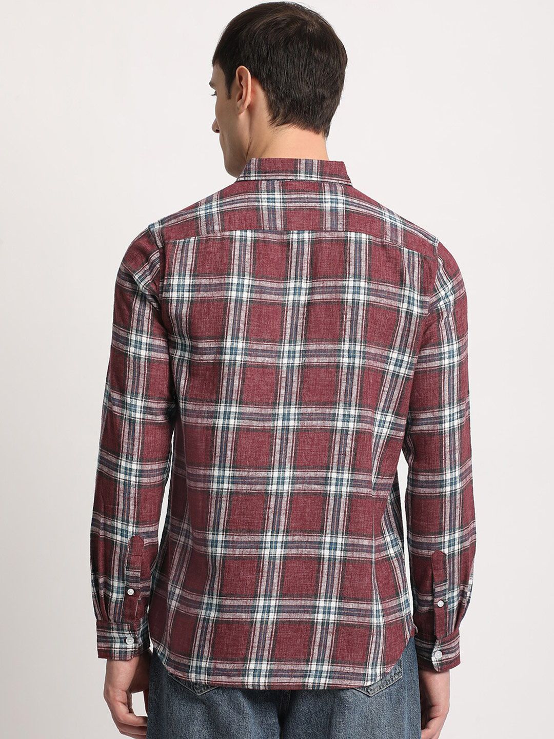 THE BEAR HOUSE Men Checked Slim Fit Button-Down Collar Casual Shirt