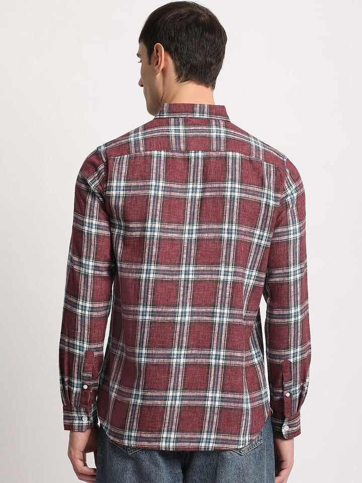 THE BEAR HOUSE Men Checked Slim Fit Button-Down Collar Casual Shirt