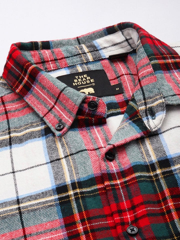 THE BEAR HOUSE Men Slim Fit Checked Pure Cotton Casual Shirt