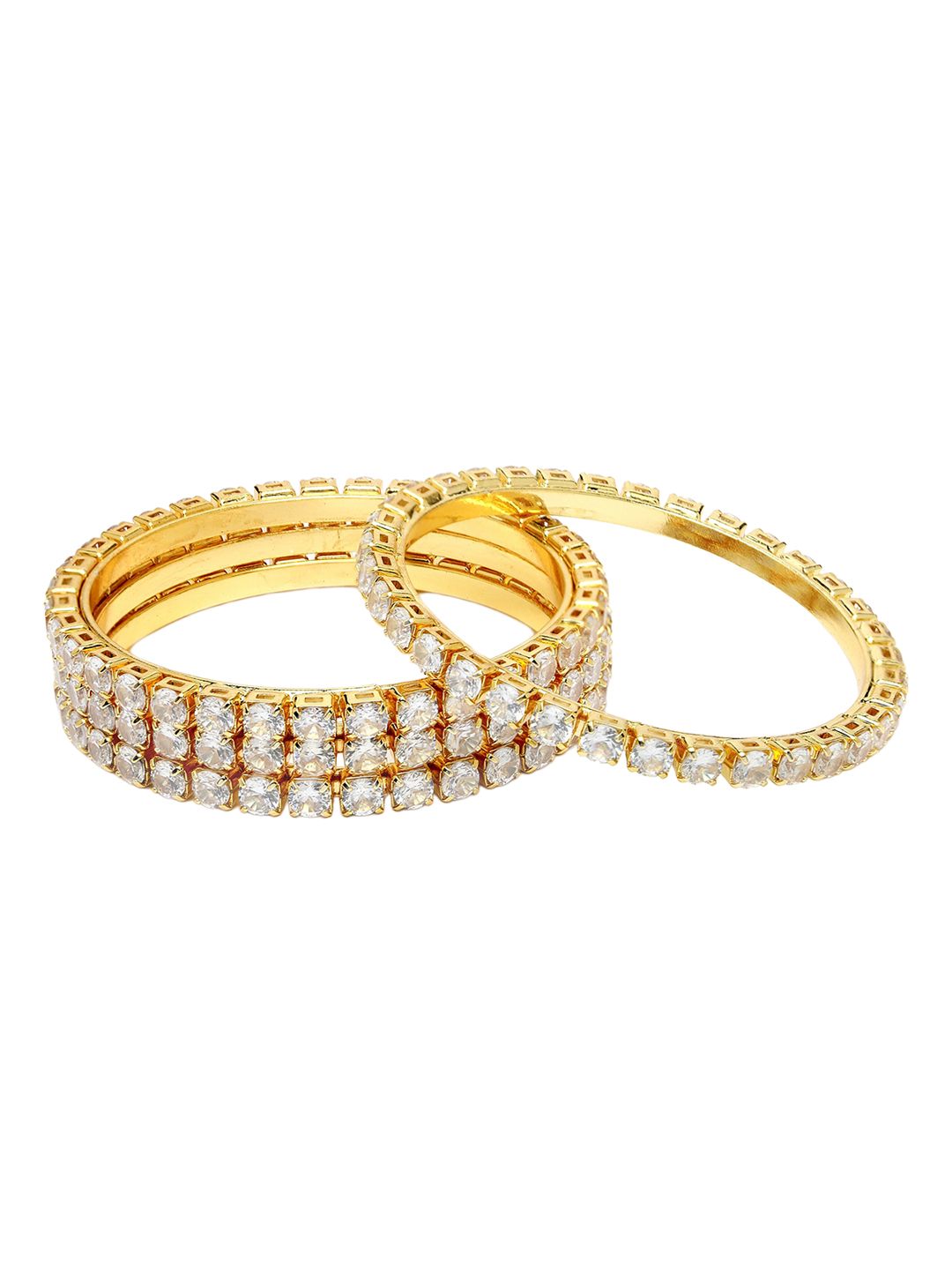 KARATCART Set Of 4 Gold-Plated AD-Studded Bangles