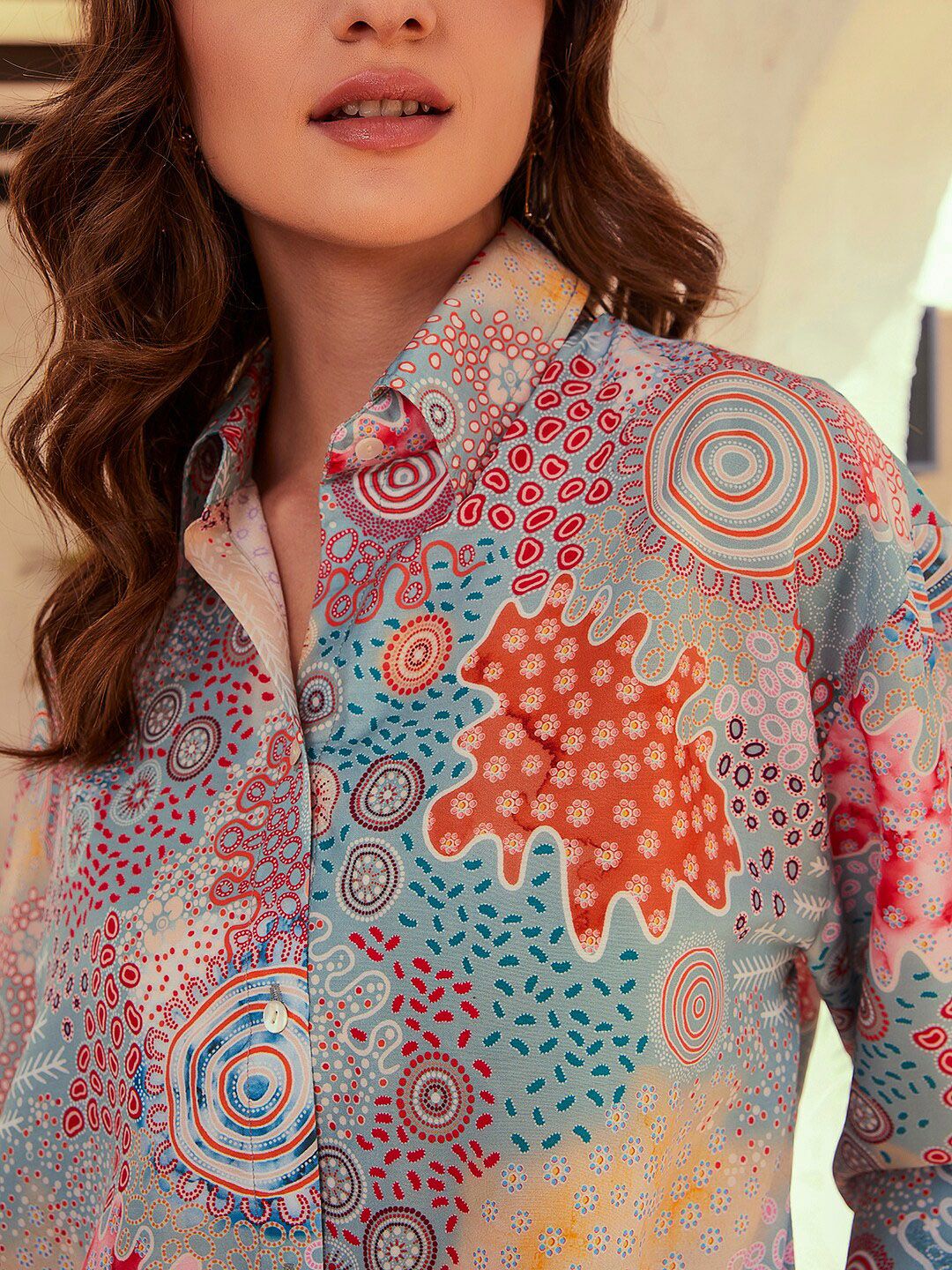 Athena Women Printed Shirt Collar Neck Shirt With Trousers Co-Ords