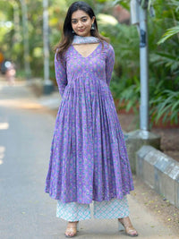 Kalini Wanita Bercetak Kurta Bercetak Dengan Seluar & Dupatta
