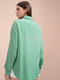 Tokyo Talkies Women Printed Drop Shoulder Button Down Shirt