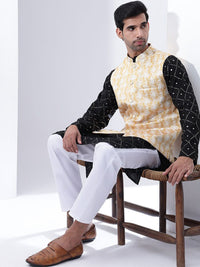 Anouk Geometric Embroidered Sequinned Pure Cotton Kurta & Pyjamas With jacket