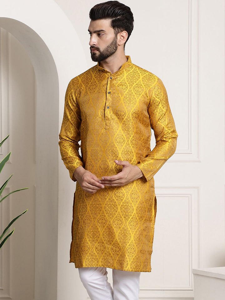SOJANYA Lelaki Tenunan Design Jacquard Straight Kurta