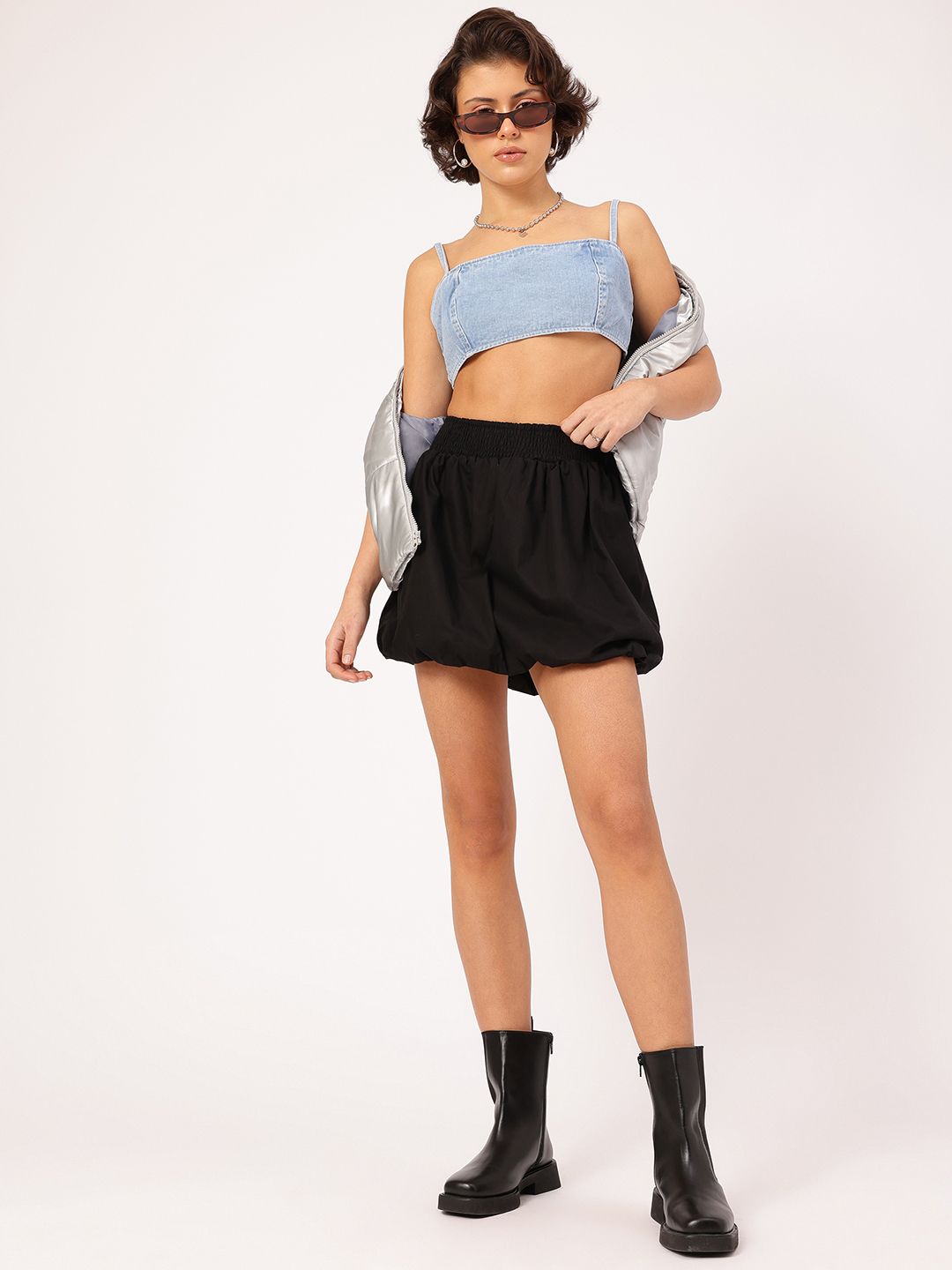 DressBerry Smocked Balloon Mini Skirt
