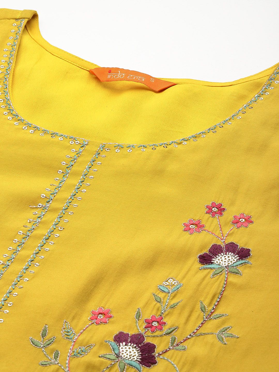 Indo Era Women Floral Embroidered Regular Thread Work Kurta with Trousers & Dupatta