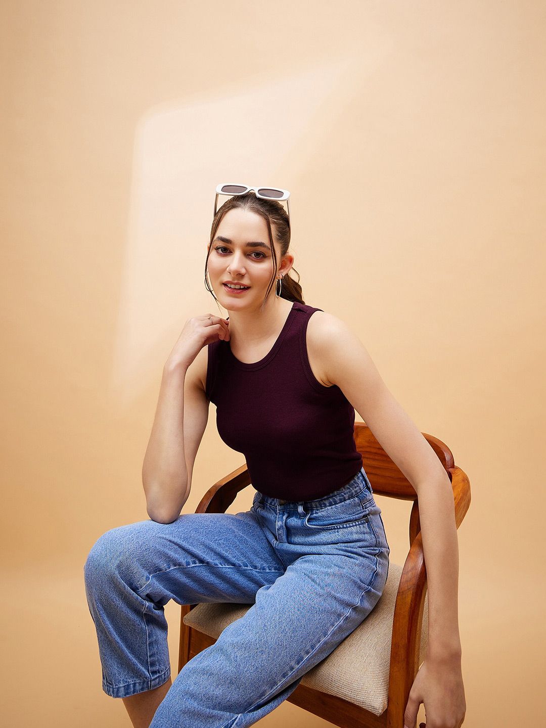 SASSAFRAS BASICS Ribbed Sleeveless Fitted Cotton Top