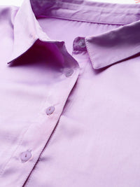 STREET 9 Women Lavender Shirt Style Crop Top