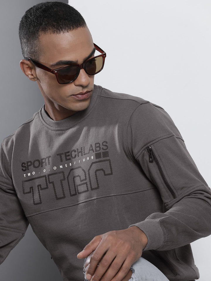 The Indian Garage Co Men Grey Printed Sweatshirt