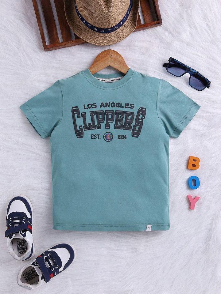 Happy Faces Boys Typography Printed Pure Cotton T-shirt