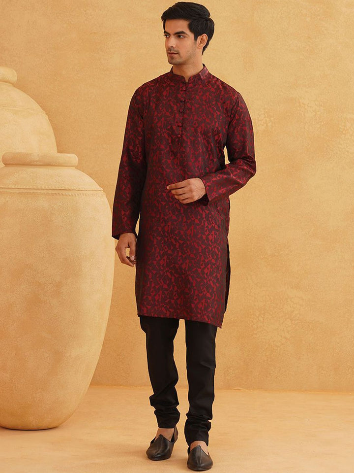 SOJANYA Rekaan Tenun Geometrik Kurta Lurus Biasa Dengan Churidar