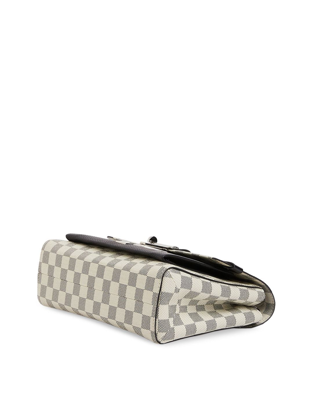 Berrylush Off White Checked Structured Sling Bag