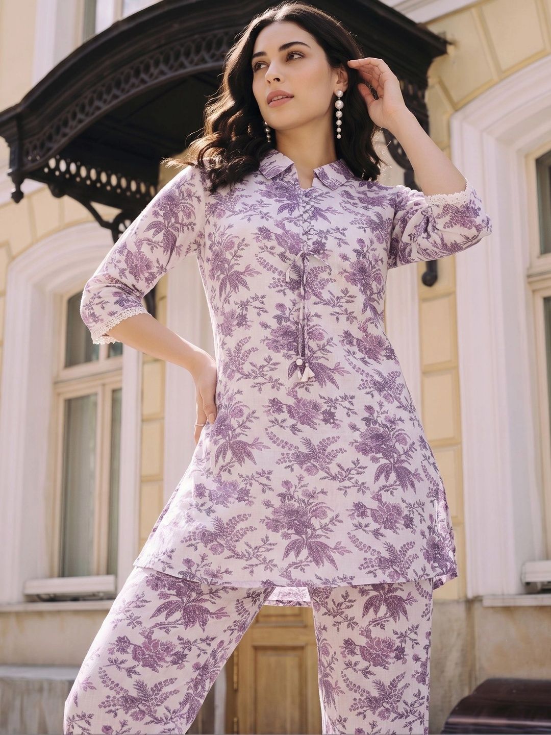 Twelve South Floral Cotton Printed Tunic with Trousers