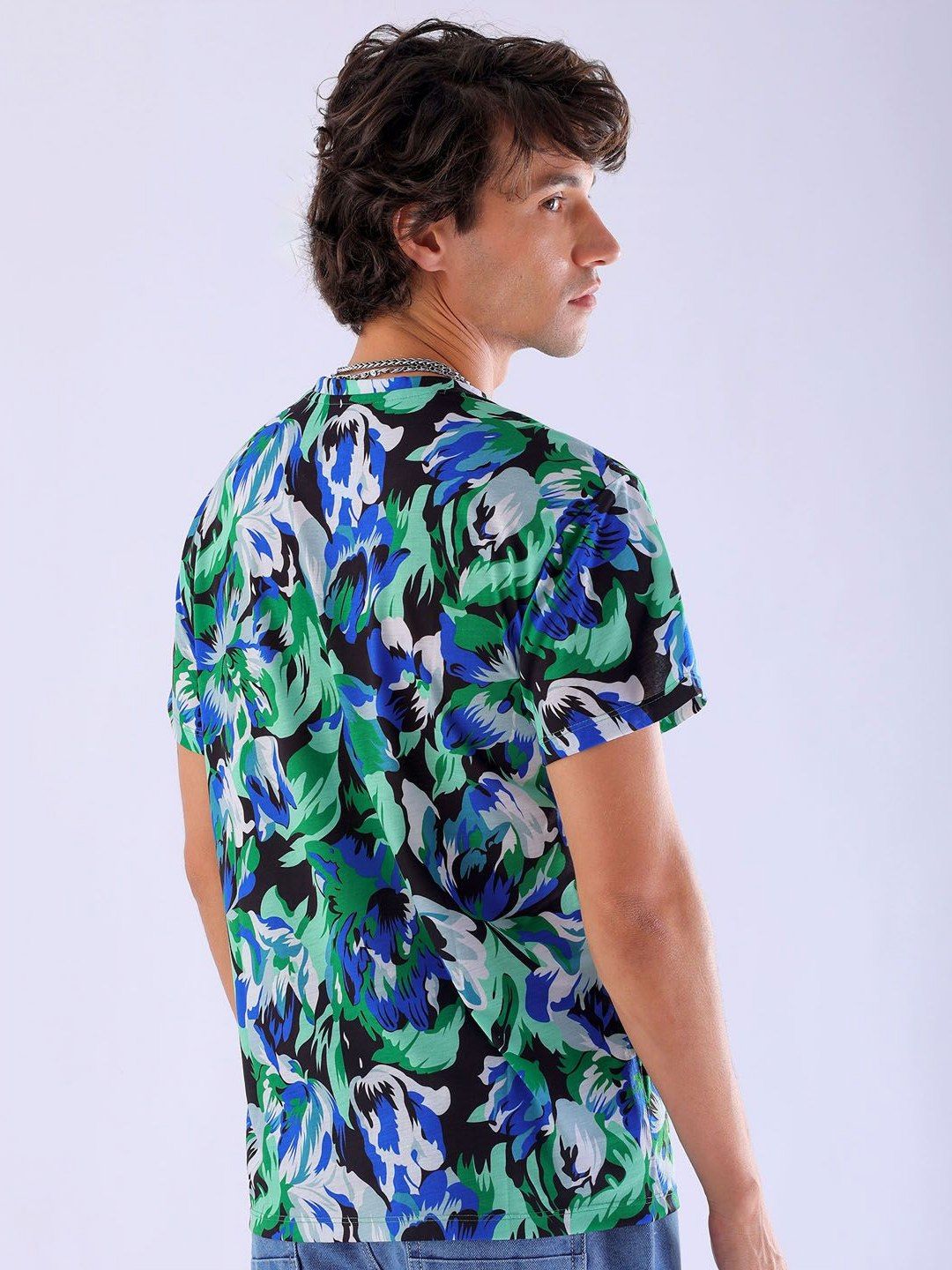 The Indian Garage Co Men All Over Printed Slim Fit Round Neck T-shirt