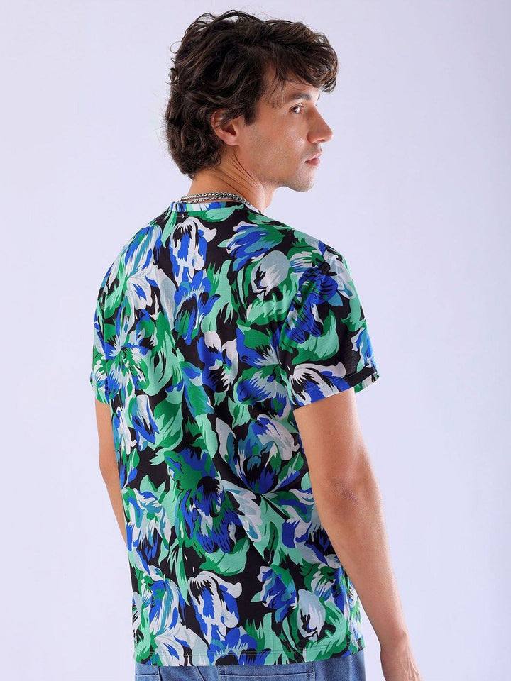 The Indian Garage Co Men All Over Printed Slim Fit Round Neck T-shirt