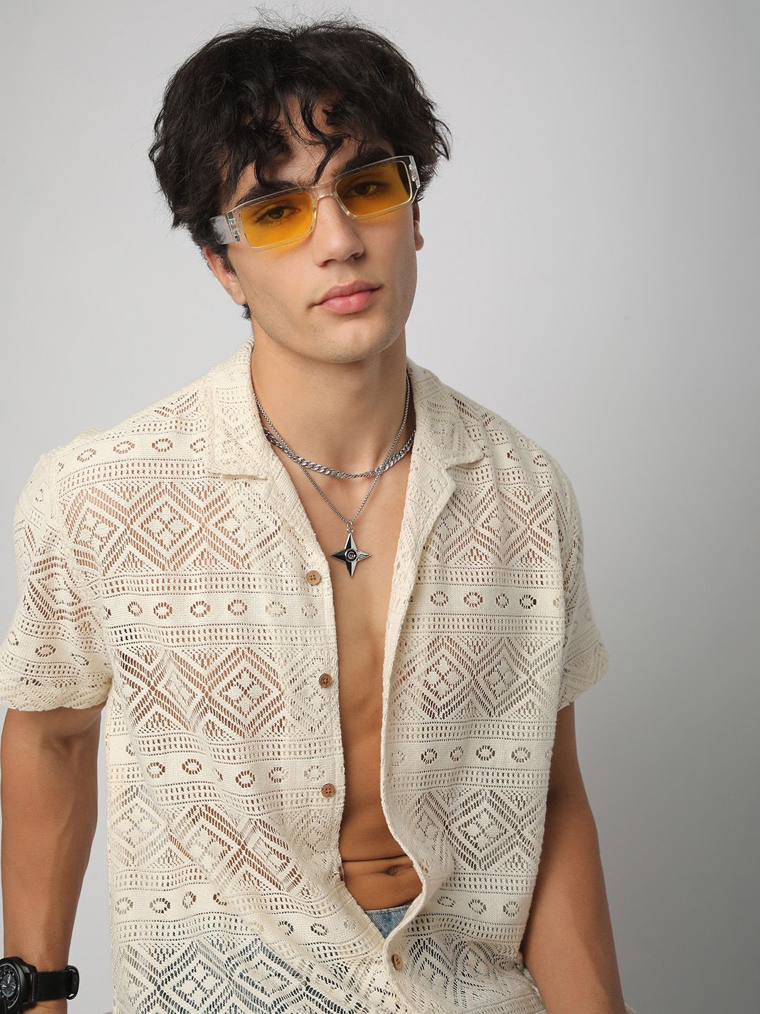 VASTRADO Men Classic Cuban Collar Ethnic Motifs Cotton Oversized Casual Shirt