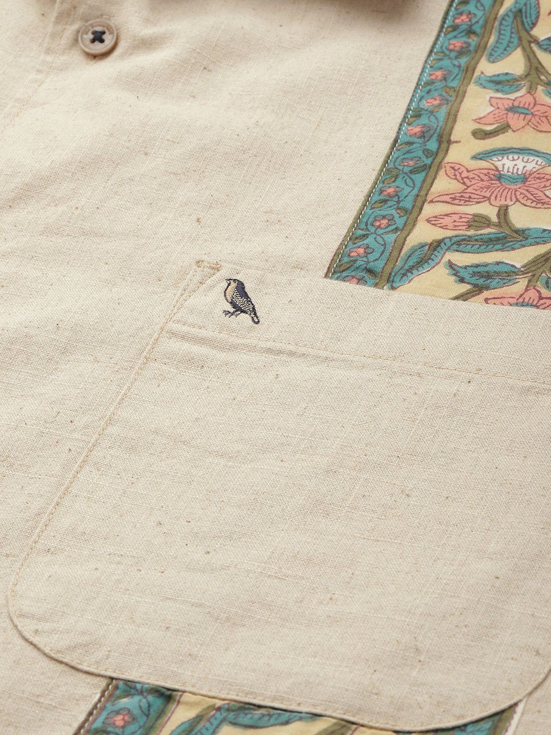 Mr Bowerbird Cotton Linen Applique Detailed Casual Shirt