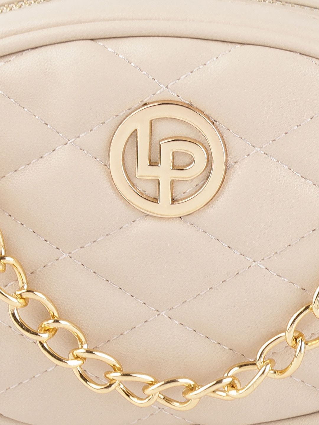 Lino Perros Beige Quilted Sling Bag cum Waist Pouch