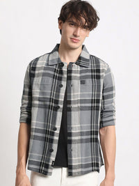 THE BEAR HOUSE Men Checked Regular Fit Cotton Shacket