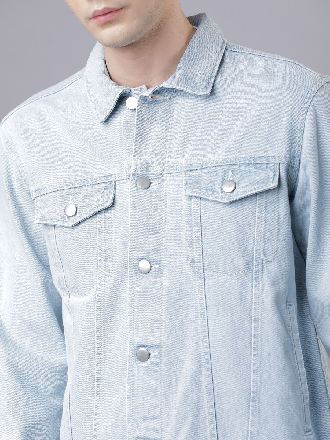 Highlander Men Jaket Denim Pepejal Biru
