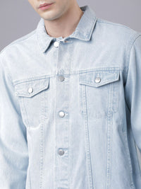 Highlander Men Jaket Denim Pepejal Biru