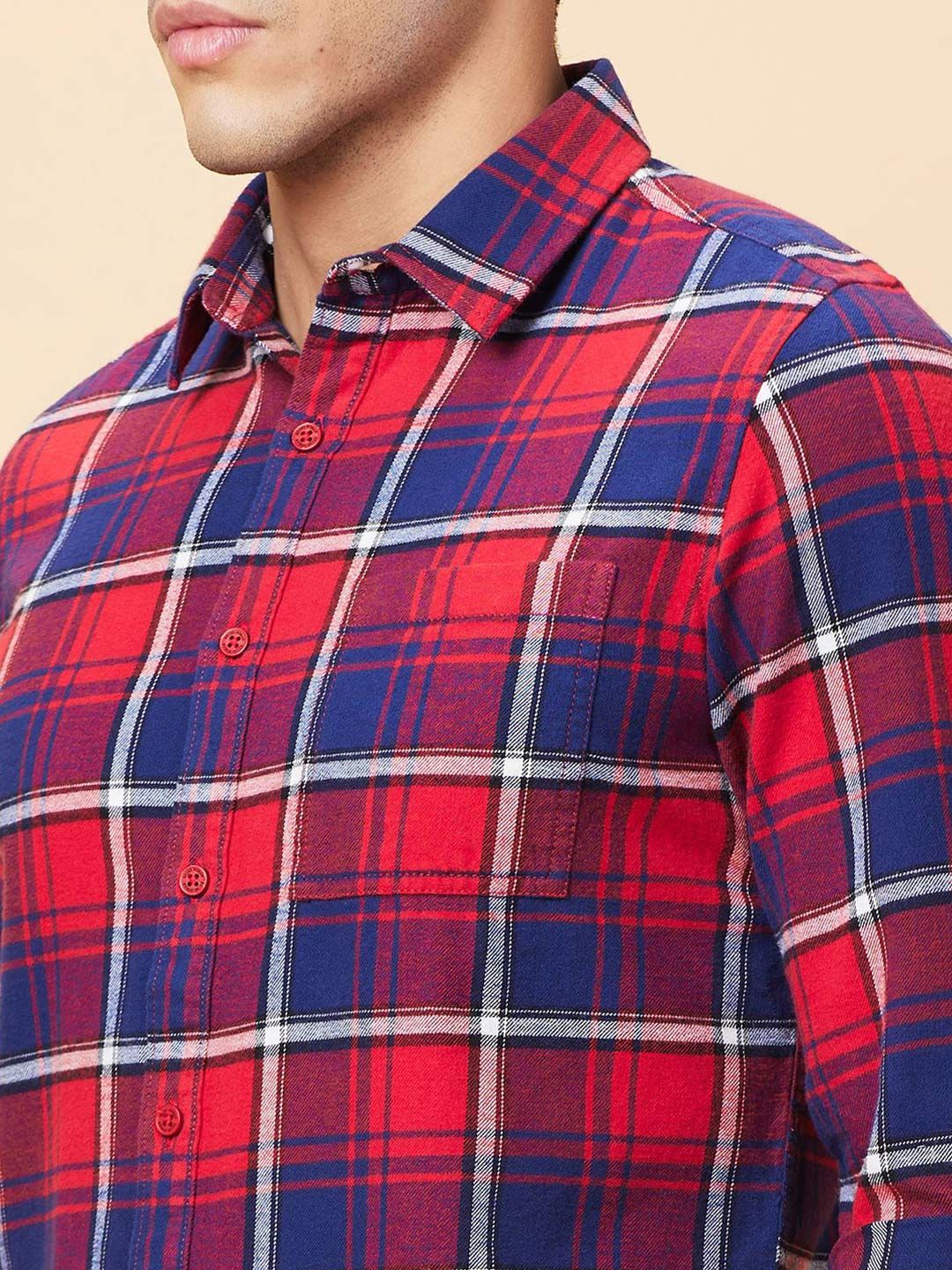 Being Human Men Pure Cotton Slim Fit Tartan Checks Opaque Checked Casual Shirt