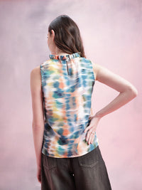 DressBerry Abstract Print Ruffled Detail Top