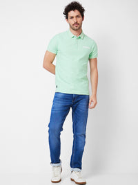 SPYKAR Polo Collar Applique Cotton Slim Fit T-shirt