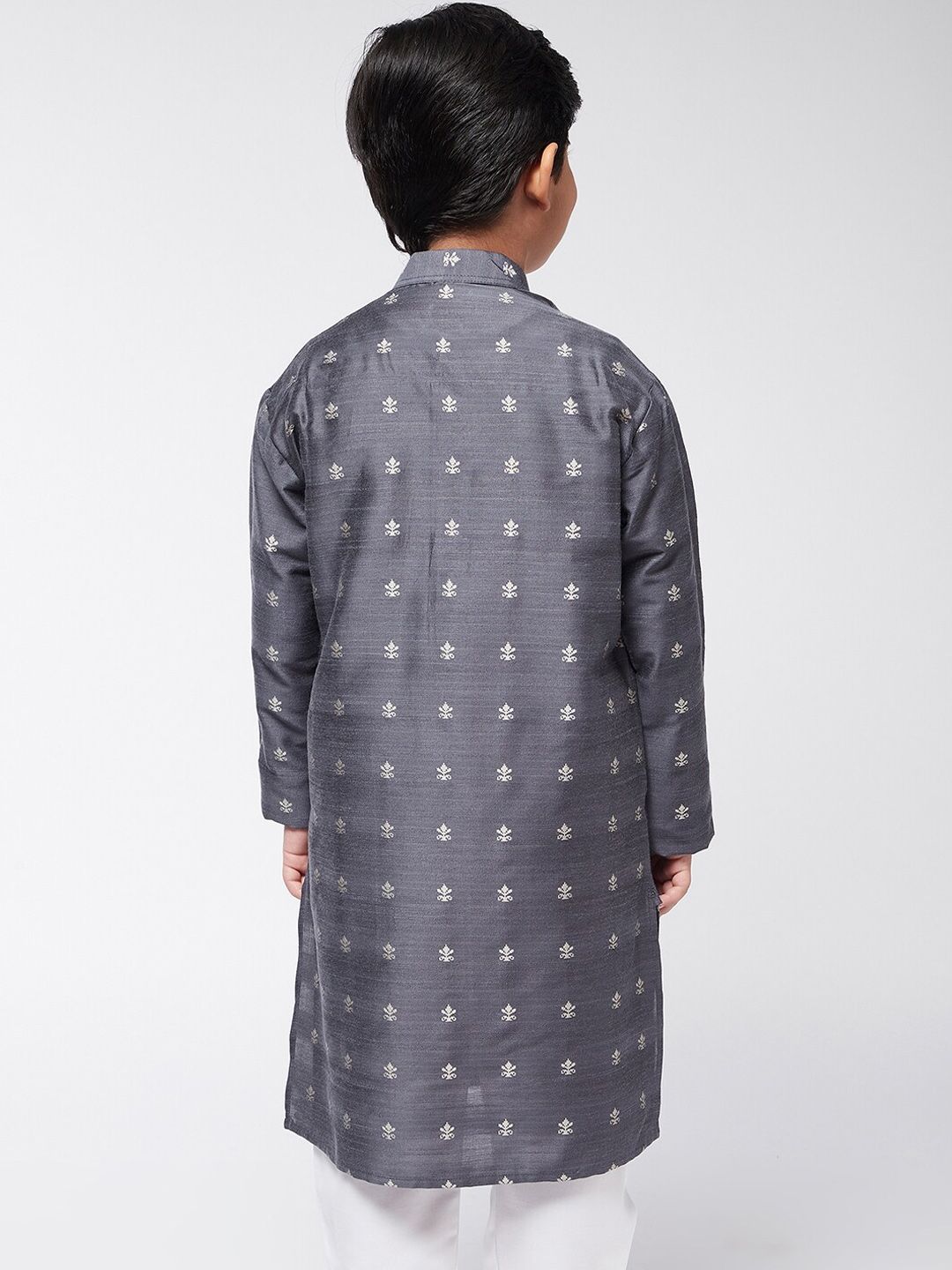 SOJANYA Boys Grey Printed Thread Work Kurta