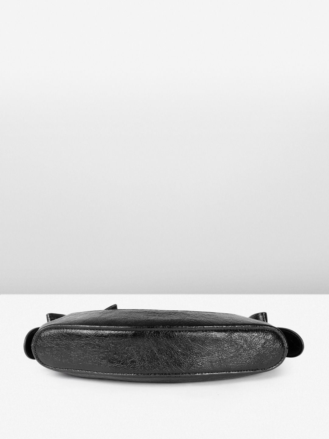 DressBerry Textured Half Moon Shoulder Bag with Bow Detail