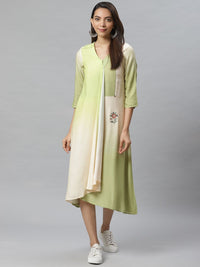 W Green Dyed A-Line Dress