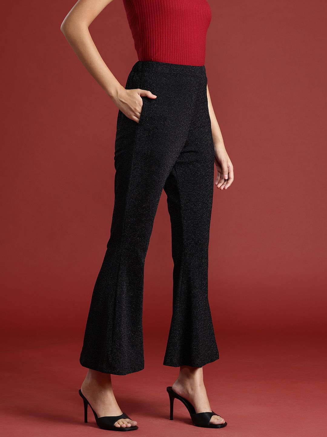 all about you Women High-Rise Sheen Trousers