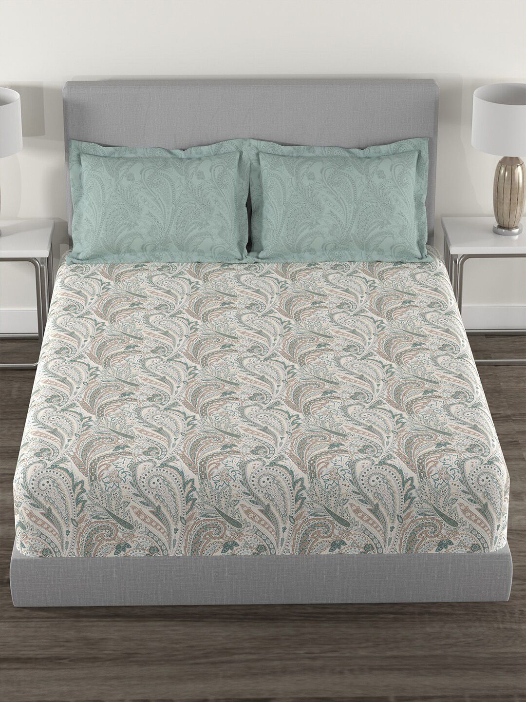 TRIDENT Margaret Epitome Flat 144TC Queen Cotton Bedsheet Set