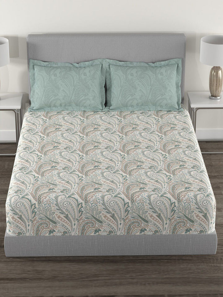 TRIDENT Margaret Epitome Flat 144TC Queen Cotton Bedsheet Set