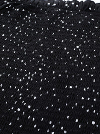 STREET 9 Black & White Polka Dot Print Off-Shoulder Smocked Monochrome Bardot Top