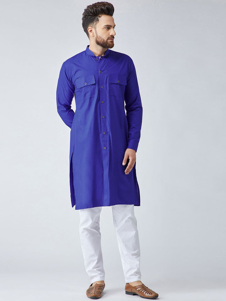 SOJANYA Men Blue Solid Pathani Kurta