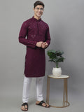 Jompers Ethnic Motifs Chikankari Embroidered Kurta With Pyjamas