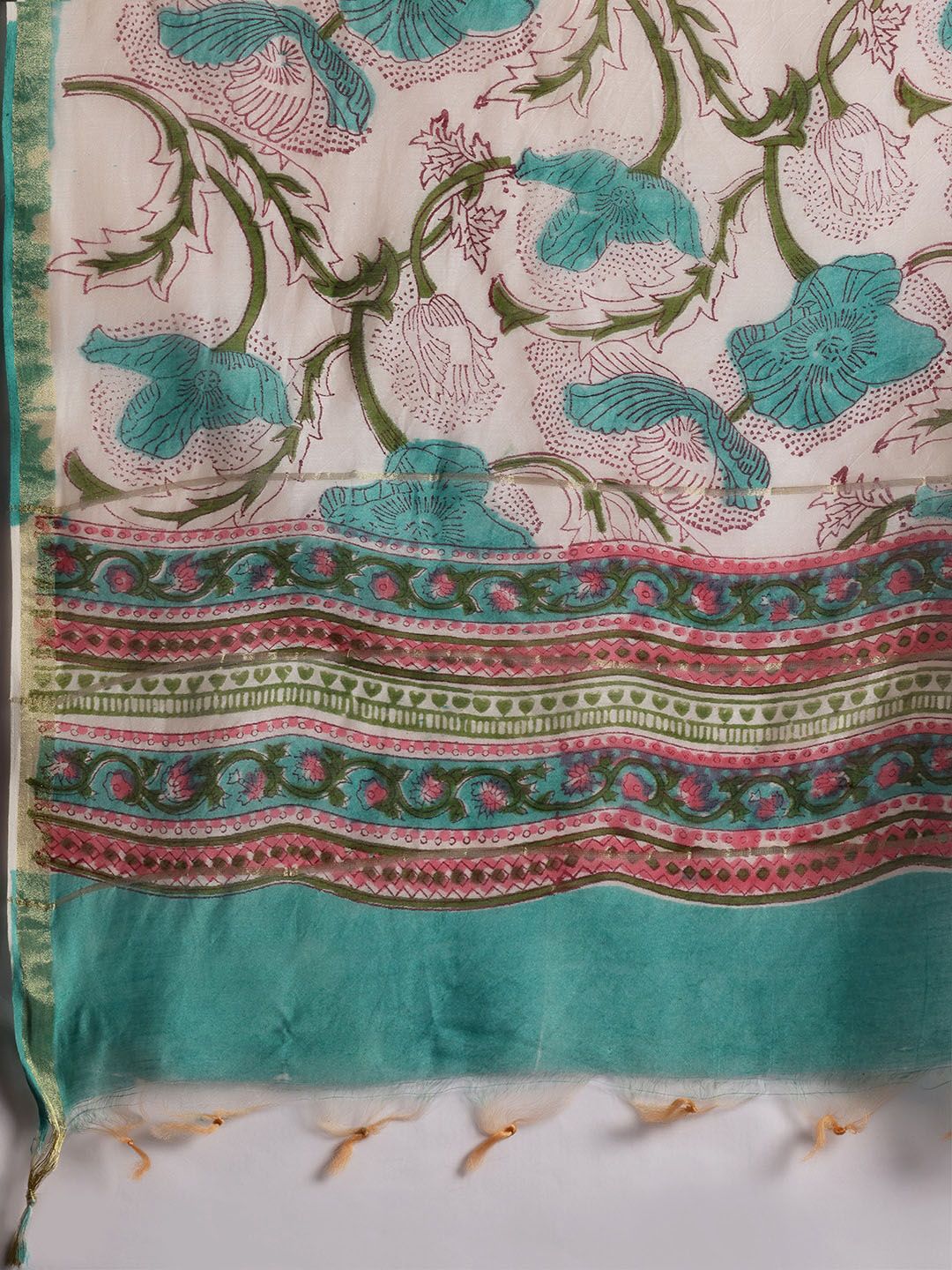 Libas Floral Printed Regular Beads and Stones Pure Cotton Kurta with Salwar & Dupatta