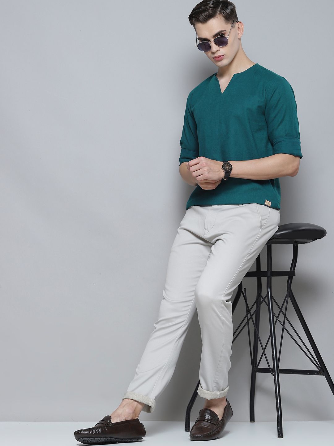 Dennison Men Comfort Green Comfort Slim sesuai kurta pendek