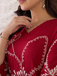 Indo Era Embroidered Three-Quarter Sleeves Tunic With Palazzo