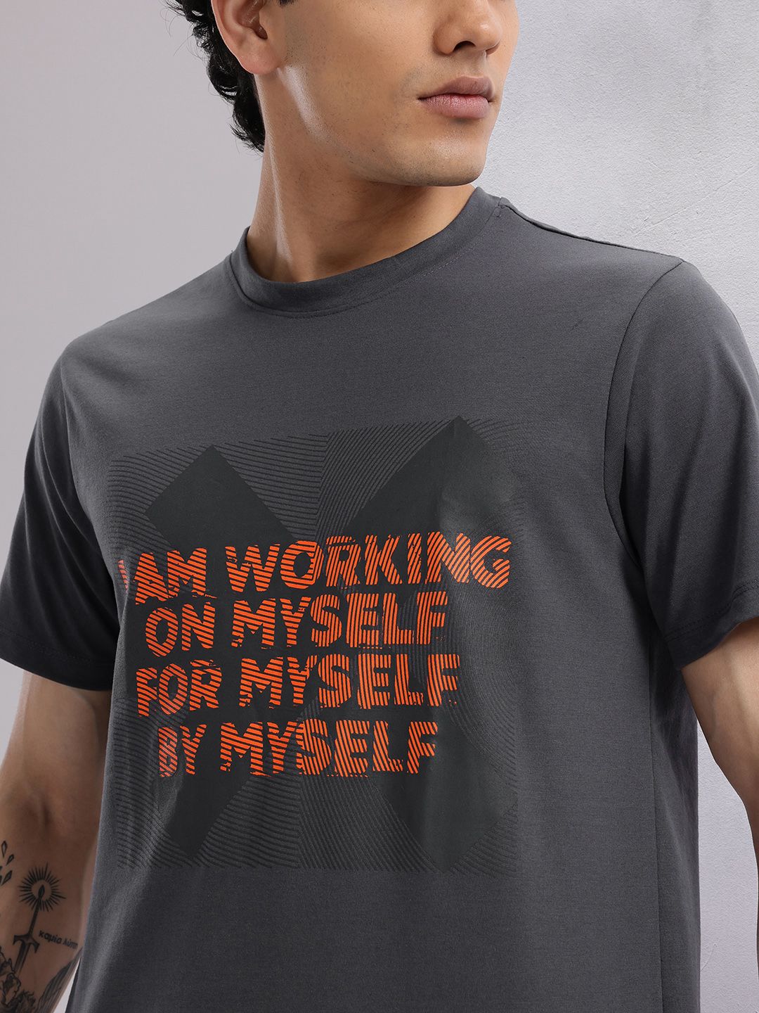 HRX by Hrithik Roshan Typography Printed Training Longline T-shirt