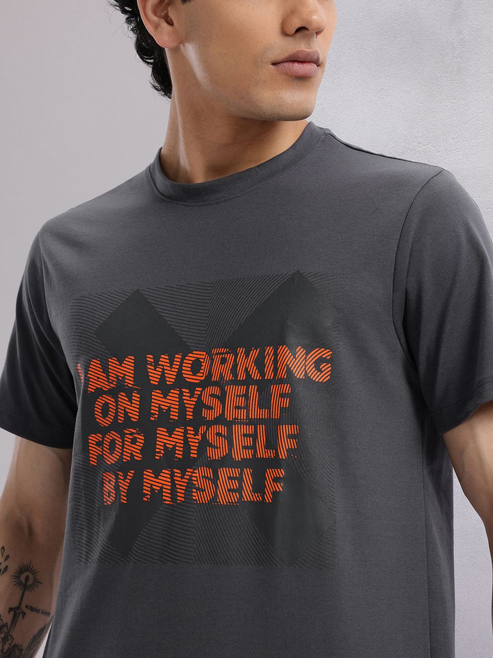 HRX by Hrithik Roshan Typography Printed Training Longline T-shirt