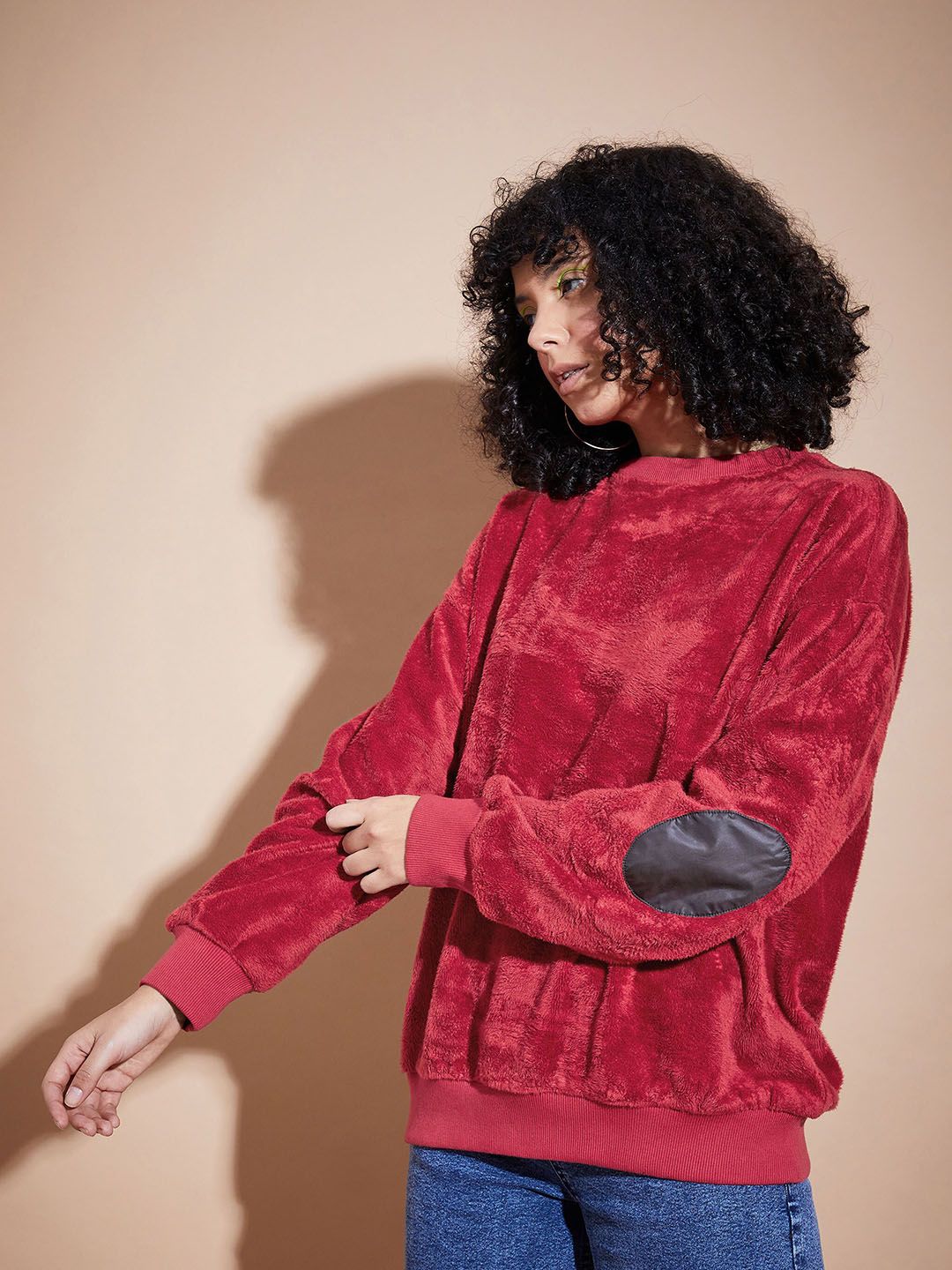 SASSAFRAS BASICS Round Neck Long Sleeves Oversized Fleece Pullover Sweatshirt