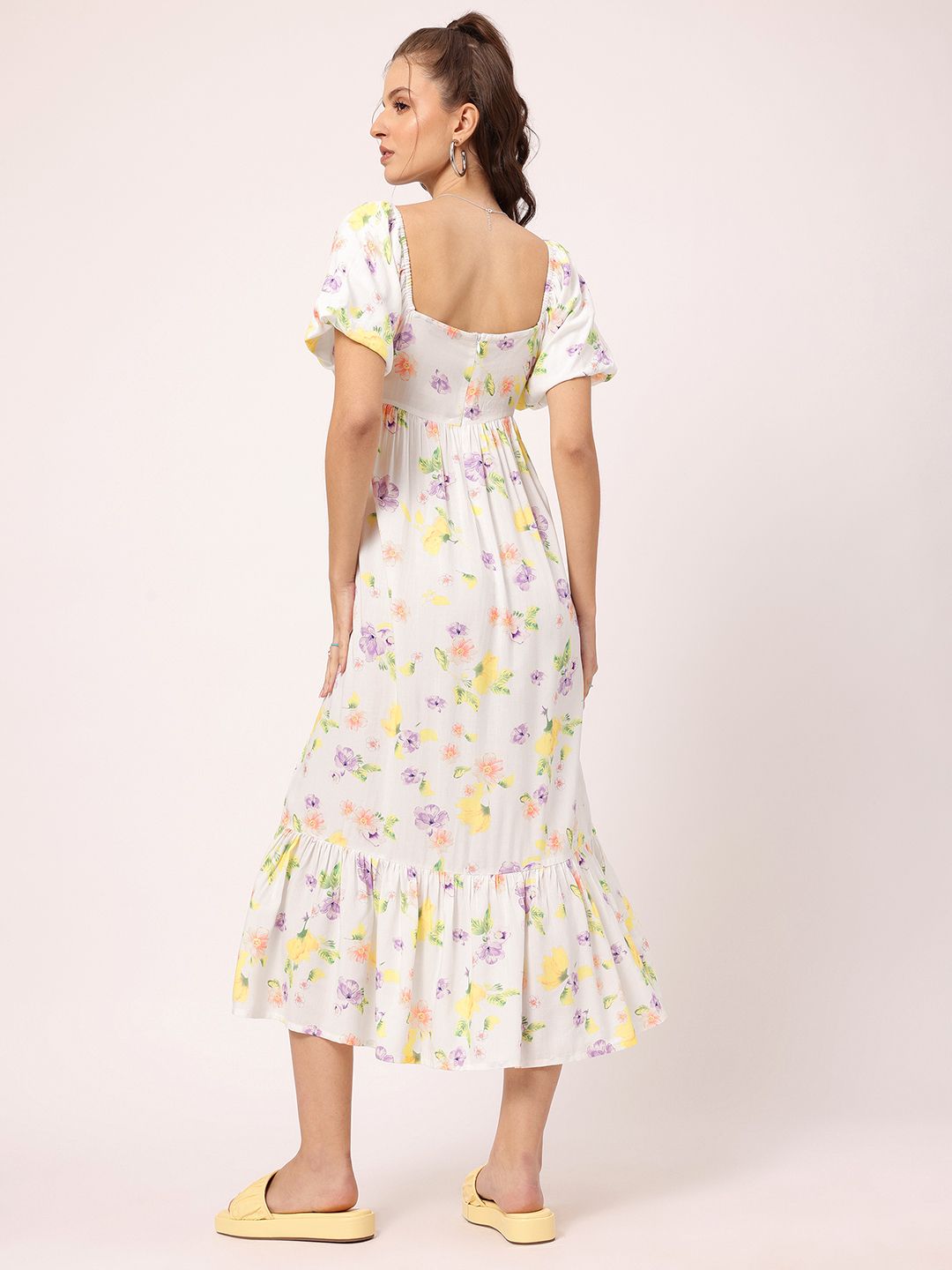 DressBerry Floral Galore Bow-Detail A-Line Midi Dress