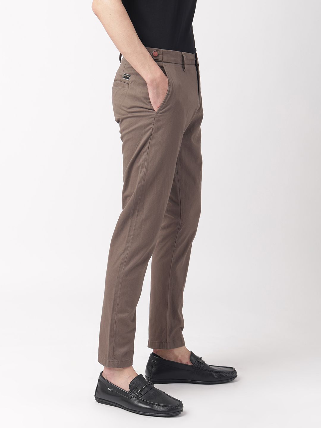 RARE RABBIT Trans Mid-Rise Slim Fit Pleated Cotton Trouser