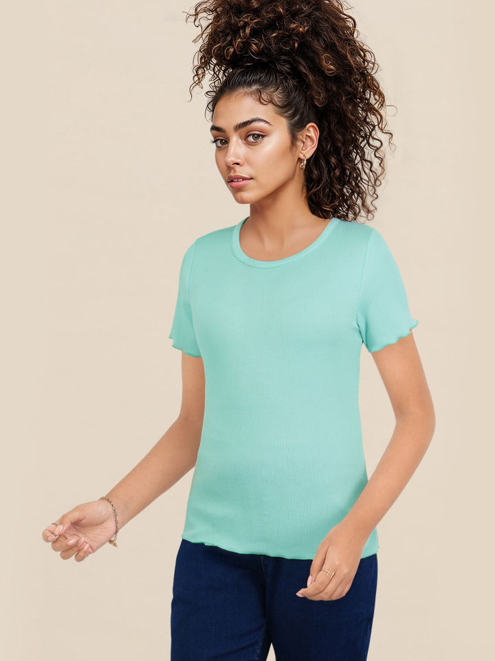 DressBerry Solid Ribbed T-shirt