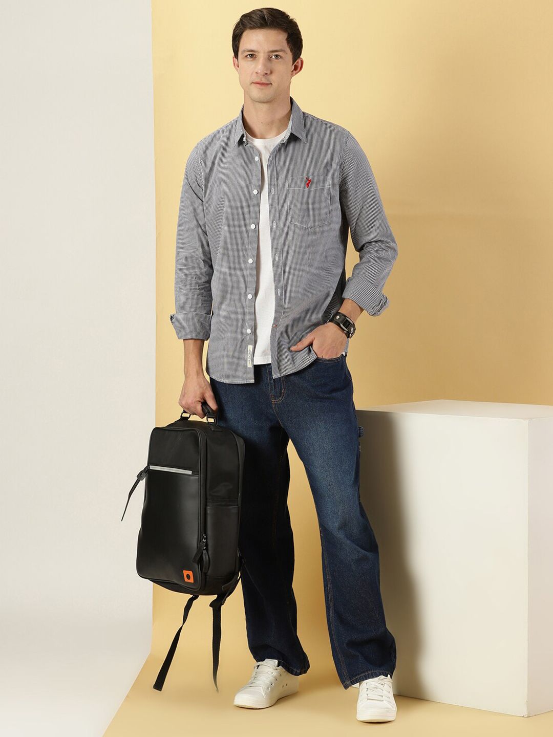 Thomas Scott Classic Slim Fit Micro Checked Pure Cotton Casual Shirt